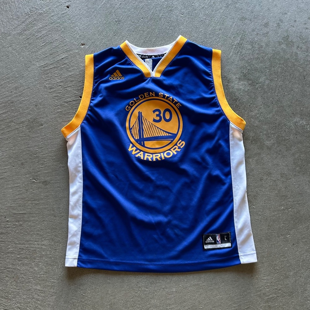 Adidas Stephen Curry Golden State Warriors Jersey Youth Large Blue NBA #30